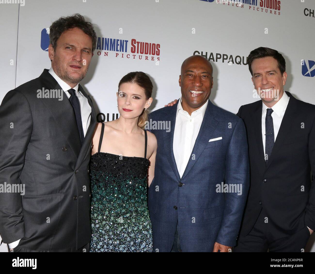 Los Angeles, USA. 28th Mar, 2023. MURDER MYSTERY 2 Cast & Crew - (Standing,  L-R) Jason Young, Ori Marmur, Zurin Villanueva, Ted Sarandos, Jodie  Turner-Smith, Adam Sandler, Scott Stuber, Jennifer Aniston, Jeremy