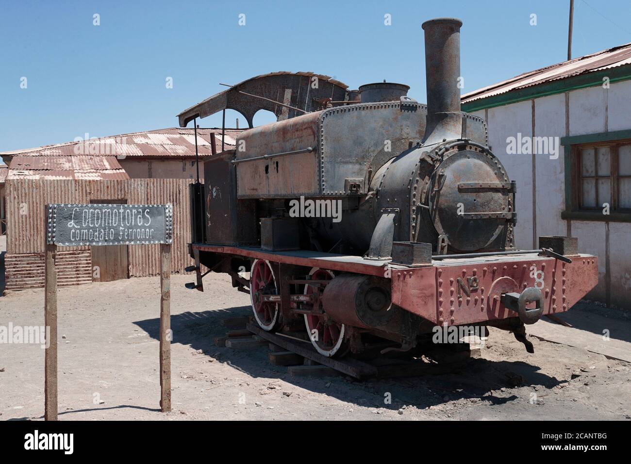 Locomotive, Humberstone 'Ghost Town' Museum, near Iquique, north Chile 14th Oct 2017 Stock Photo