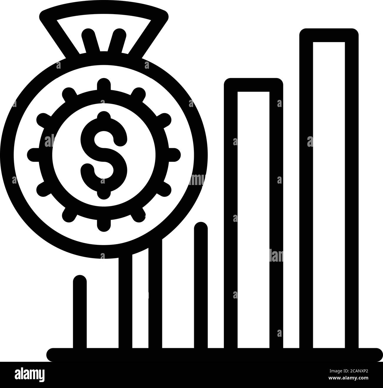 Raise budget icon, outline style Stock Vector