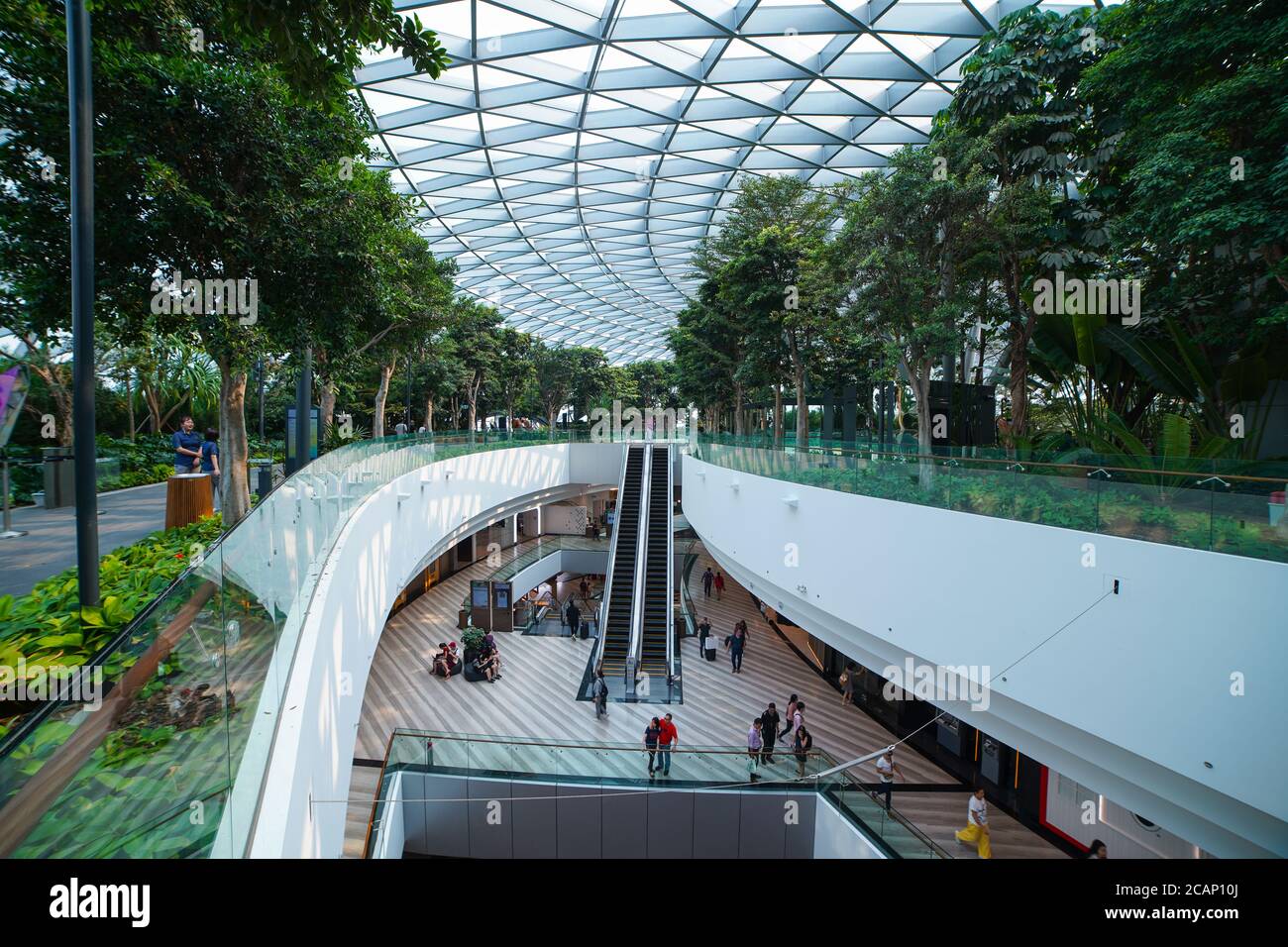 The Shopping malls,Gardens, Restuarant inside Jewel Changi Airport in Singapore 2019 Stock Photo