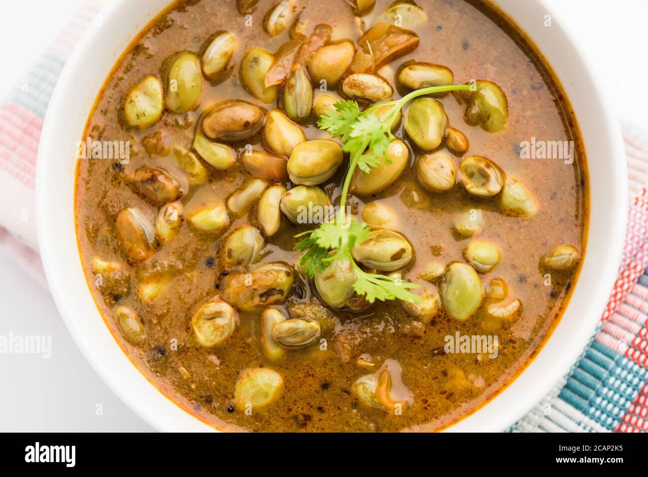 Pavta Bhaji or Lima Beans Curry Recipe also known as Popat Dana sabzi