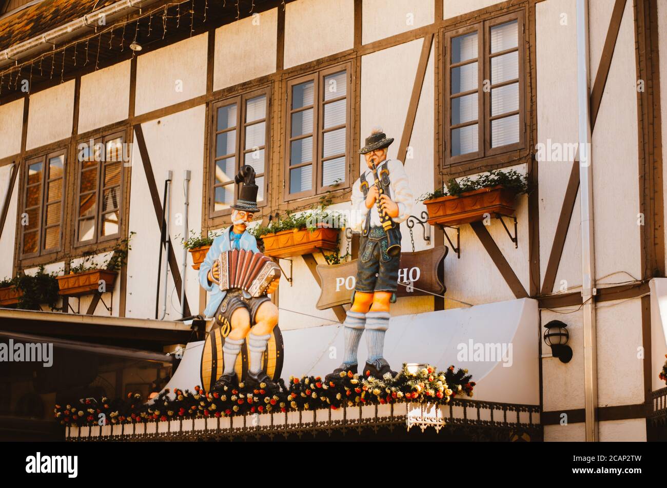 Front view of a colonial german house and its windows