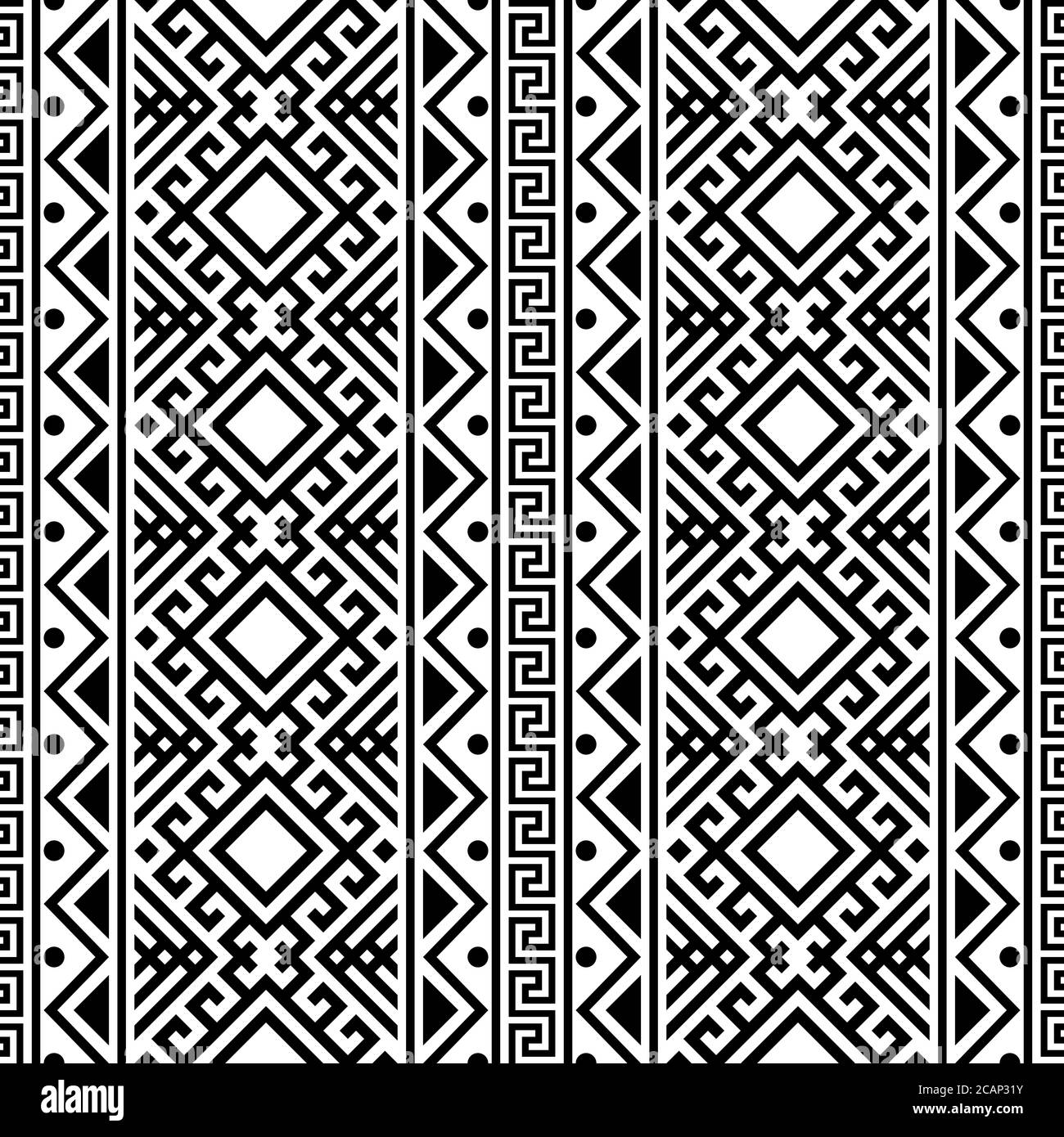 Seamless ethnic pattern. Traditional tribal pattern in black and white ...