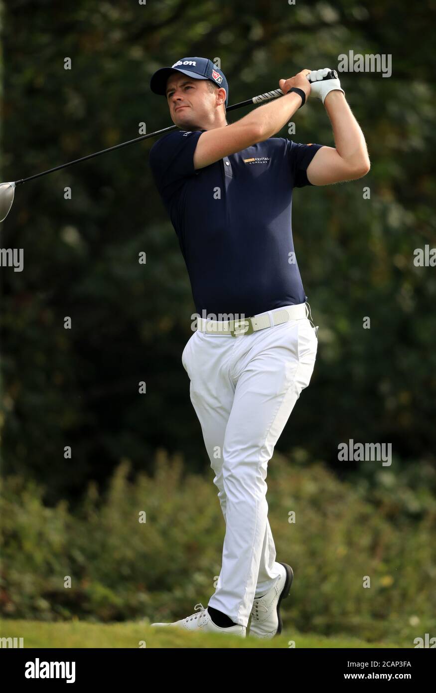 Italy's Andrea Pavan during day three of the English Championship at Hanbury Manor Marriott Hotel and Country Club, Hertfordshire. Saturday August 8, 2020. See PA story Golf Ware. Photo credit should read: Adam Davy/PA Wire. RESTRICTIONS: Editorial Use, No Commercial Use. Stock Photo