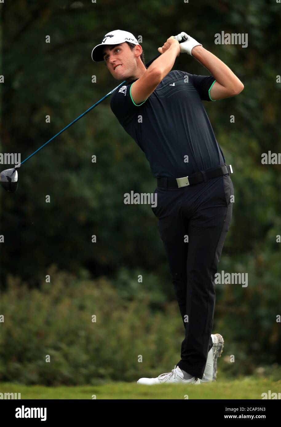 Italy's Renato Paratore during day three of the English Championship at Hanbury Manor Marriott Hotel and Country Club, Hertfordshire. Saturday August 8, 2020. See PA story GOLF Ware. Photo credit should read: Adam Davy/PA Wire. RESTRICTIONS: Editorial Use, No Commercial Use. Stock Photo