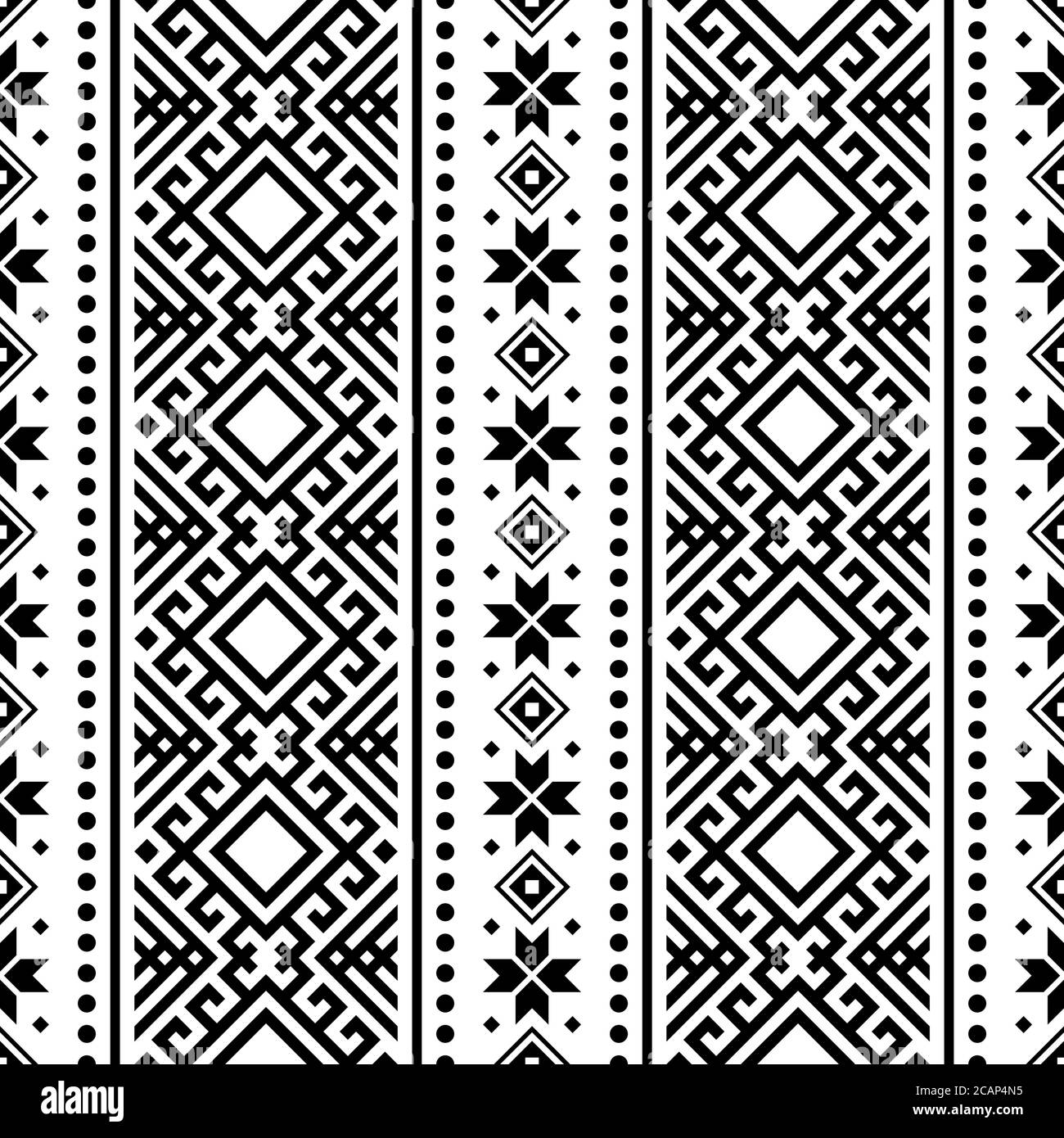Geometric seamless pattern ethnic texture design vector in monochrome ...