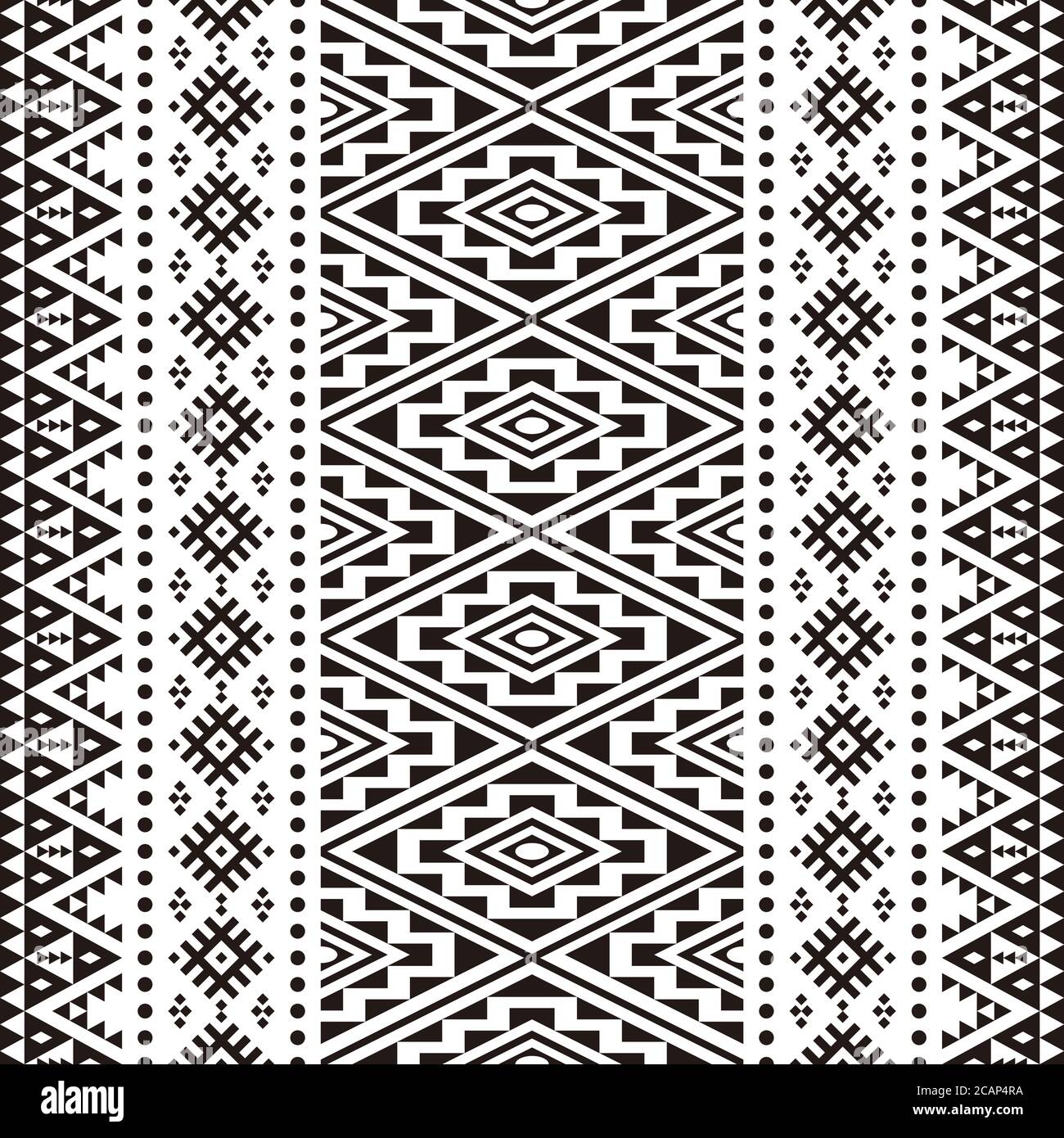 Geometric seamless pattern ethnic texture design vector in monochrome ...
