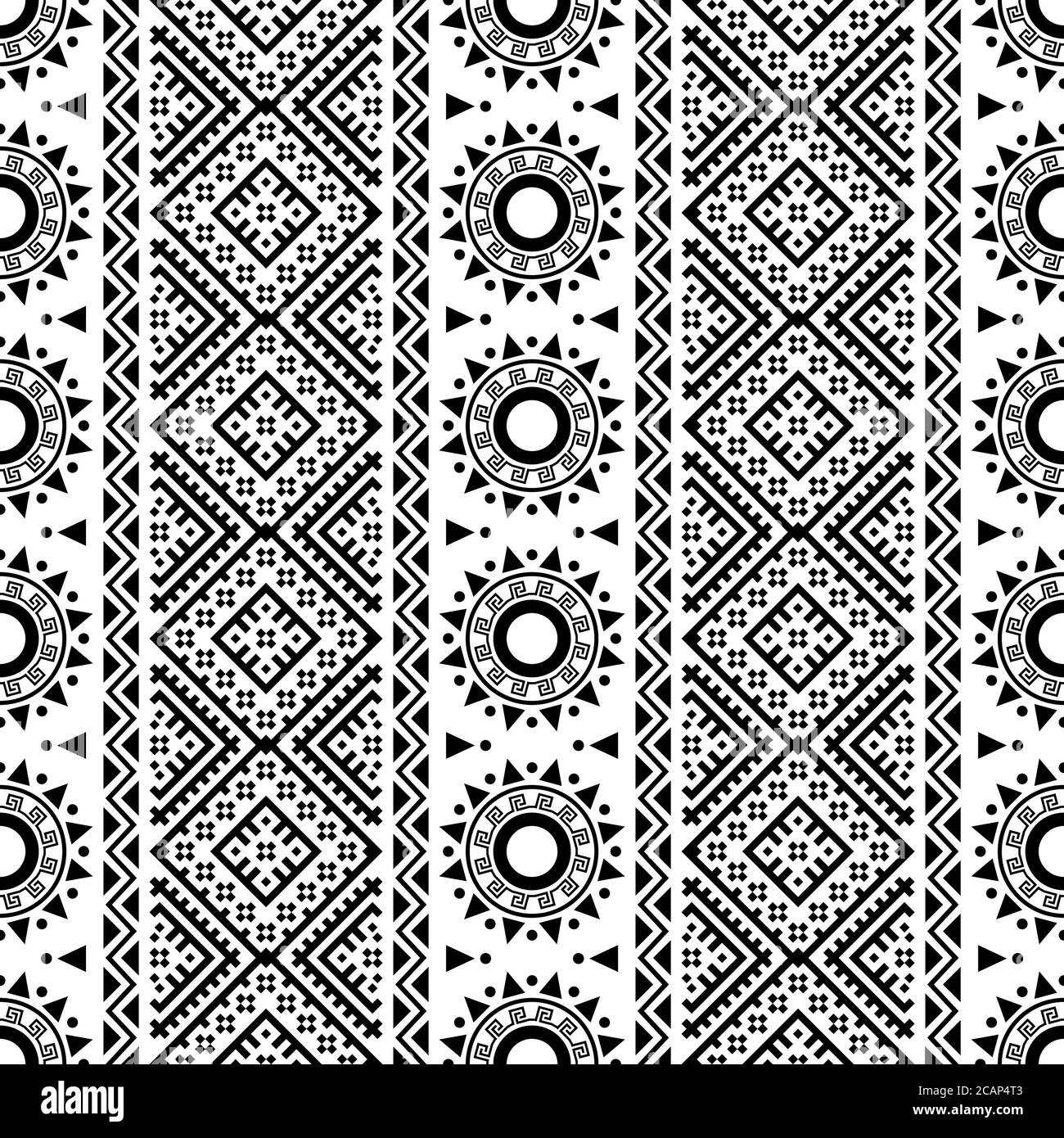 Geometric seamless pattern ethnic texture design vector in monochrome ...