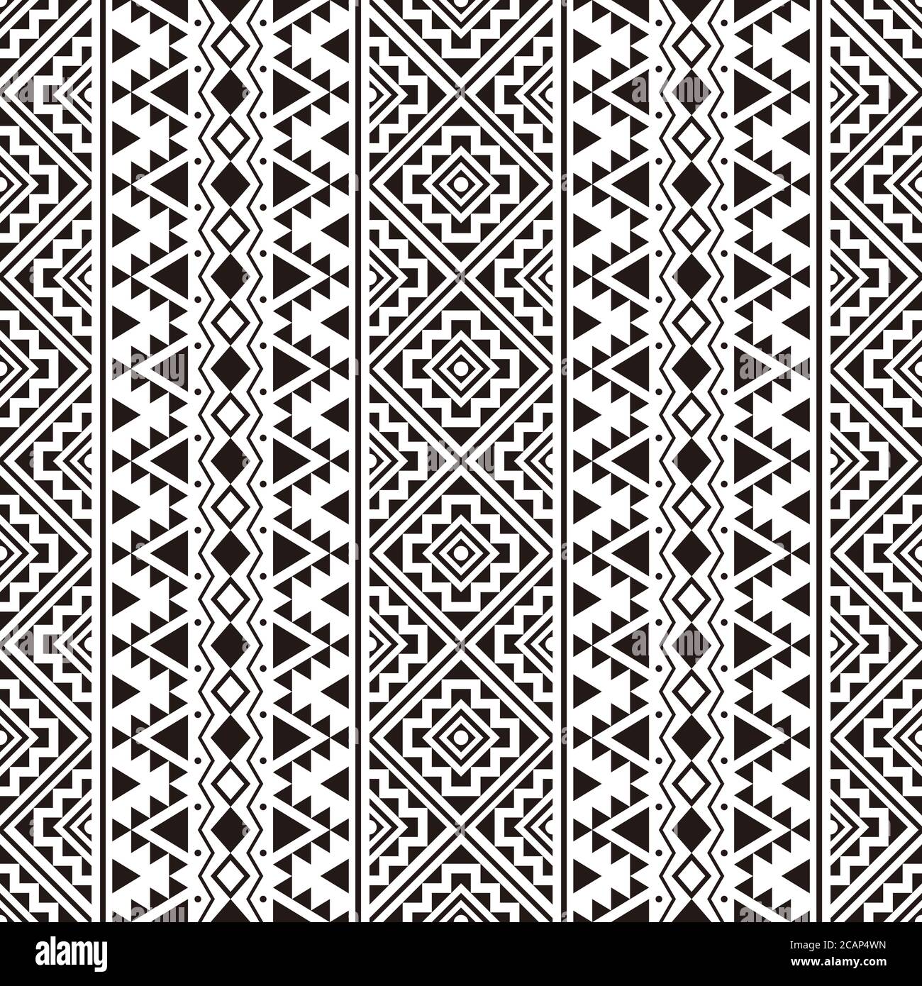 Geometric seamless pattern ethnic texture design vector in monochrome ...