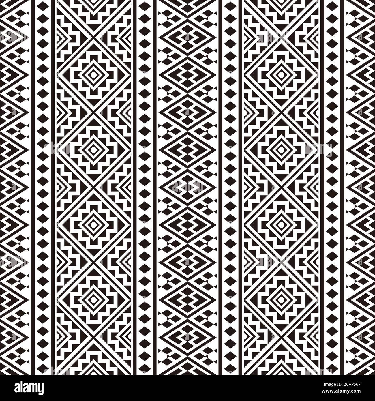 Geometric seamless pattern ethnic texture design vector in monochrome ...