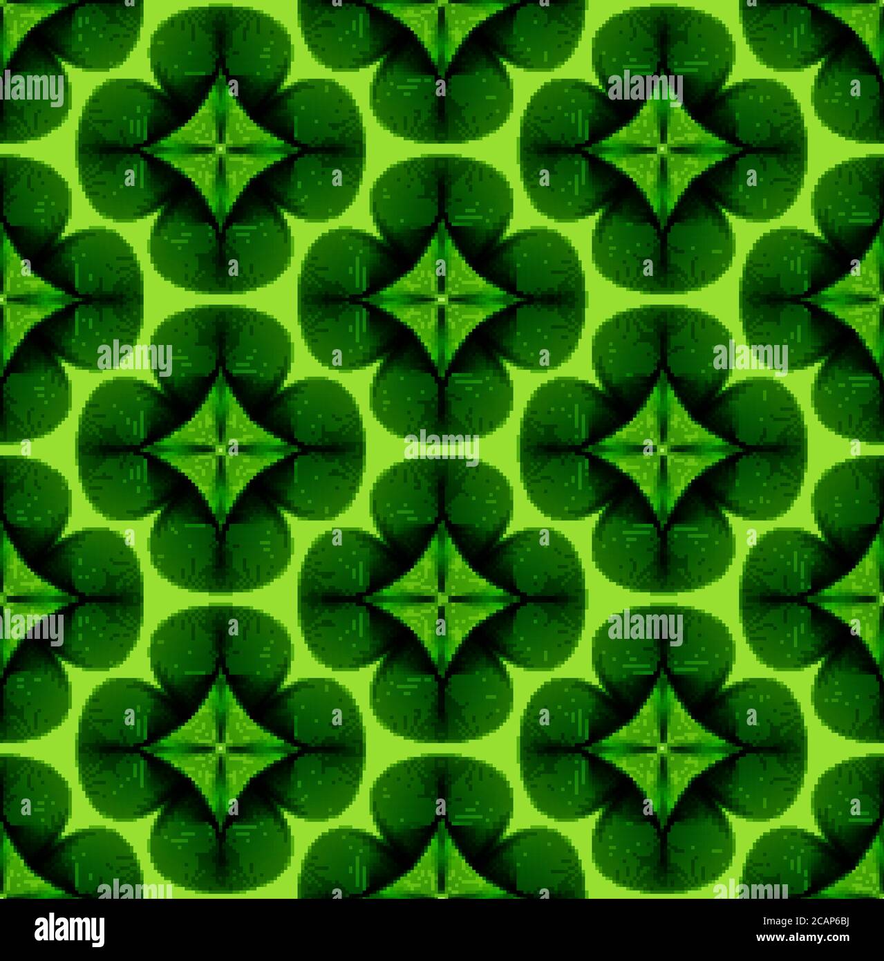 Green lucky clover leaves background. Seamless vector pattern. Green foliage jungle pattern. Stock Vector