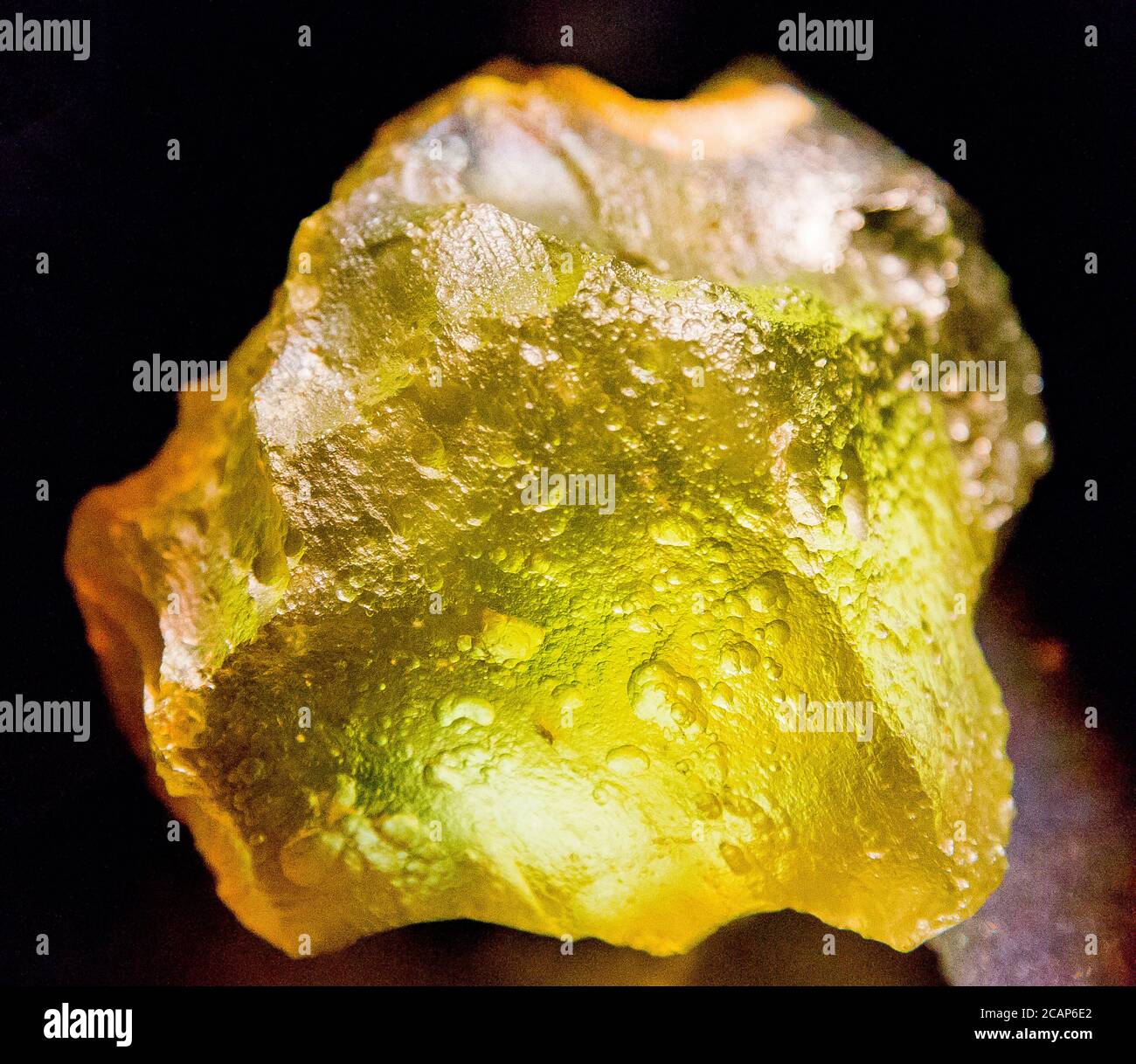 France, Lyon, Musée des Confluences, libyan desert glass, probably created during a comet explosion before reaching Earth. Stock Photo