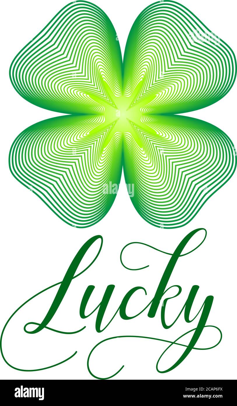 Lucky clover. St Patricks Day shamrock vector illustration. Four
