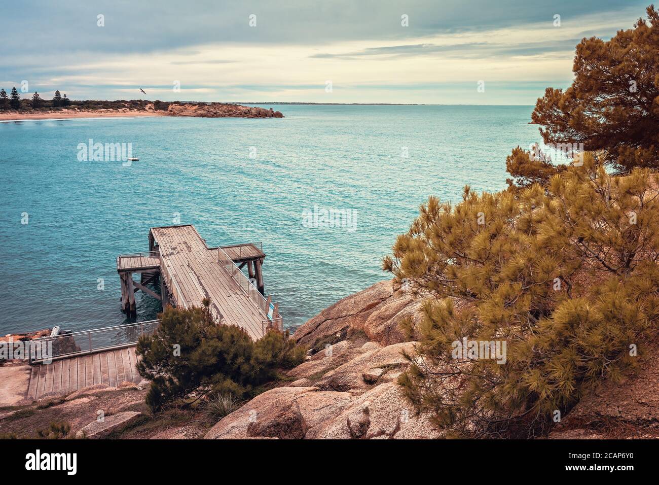 Port Elliot Jetty at dusk, Horseshoe Bay, South Australia Stock Photo