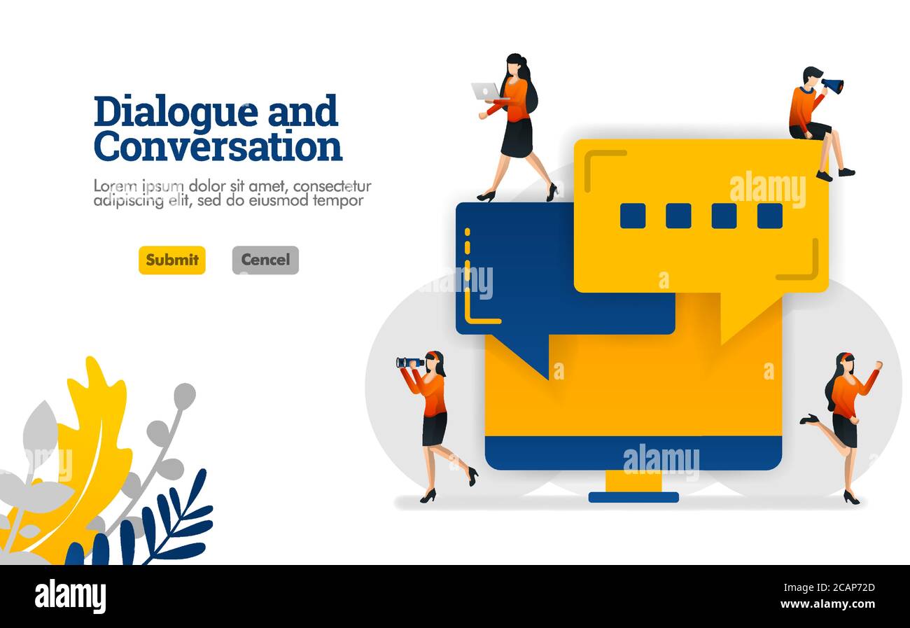 Dialogue and Conversation with bubble dialog and monitor screen vector ...