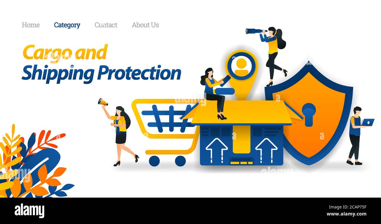 Shipping Services Protect All Types of Packages and Cargo with Maximum Security Up to the Customers' Tagging. Vector Illustration, Flat Icon Style Sui Stock Vector
