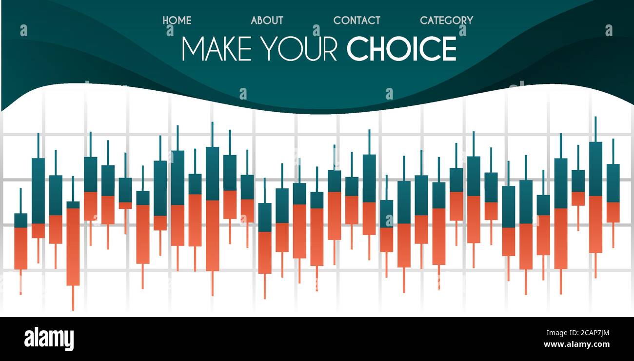 Vector illustration for website. Candlestick chart in financial market ...