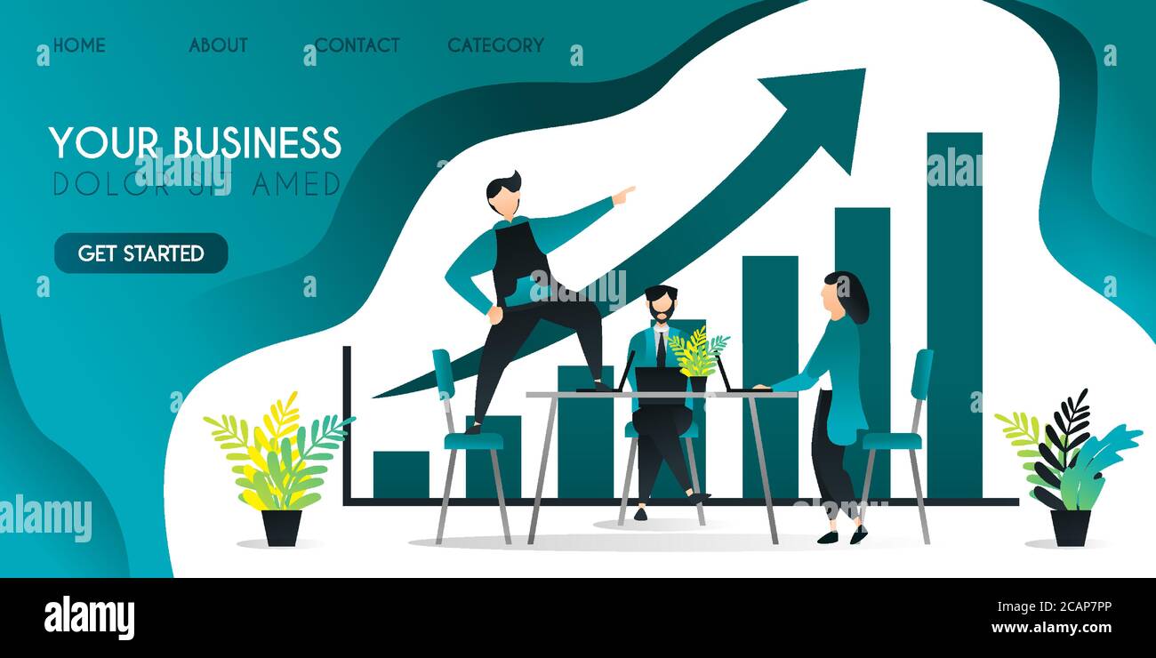 Group of people who are in a meeting and an employee who goes up to the  table concept, can use for, landing page, template, ui, web, mobile app,  poste Stock Vector Image