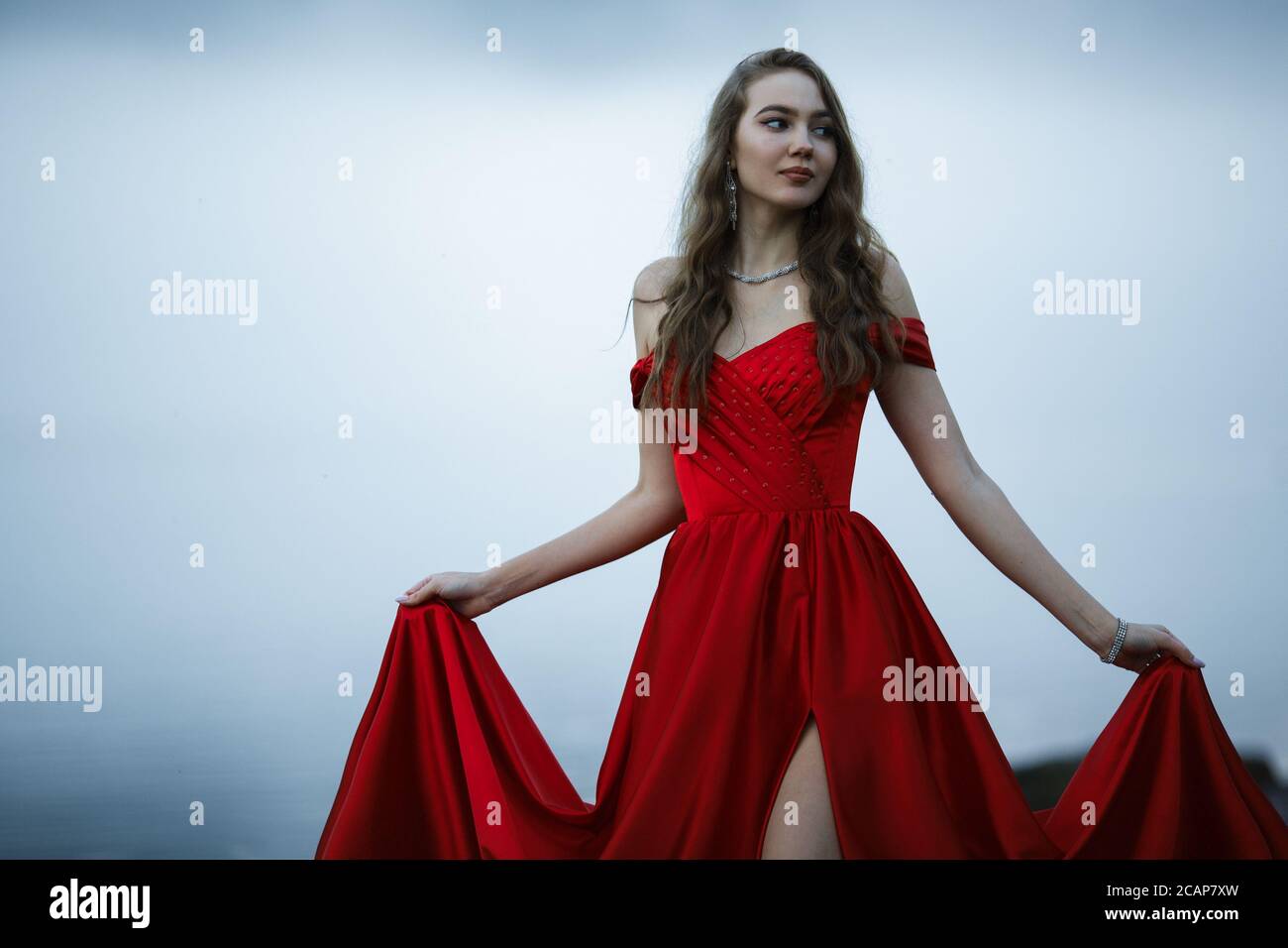 Woman long dress silhouette hi-res stock photography and images - Alamy