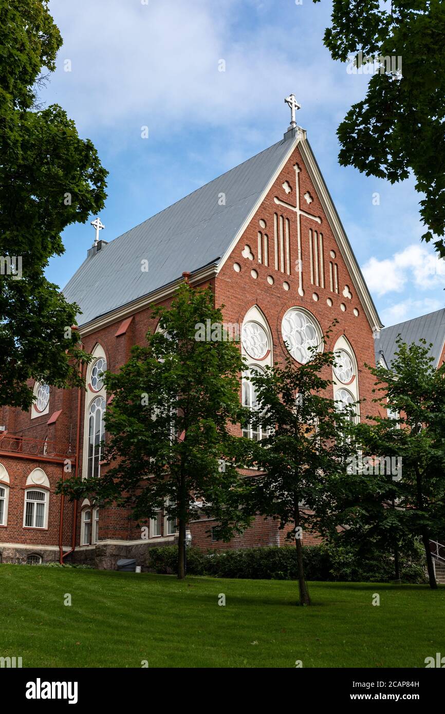 Gothic Revival Church of the Deaconess Institute, one of the best kept secrets of Kallio district in Helsinki, Finland Stock Photo