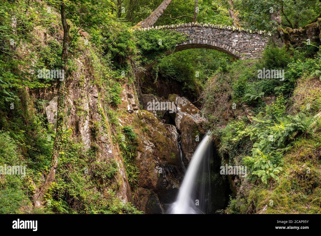 Aira Force waterfall near Ullswater in the Lake District, England Stock Photo