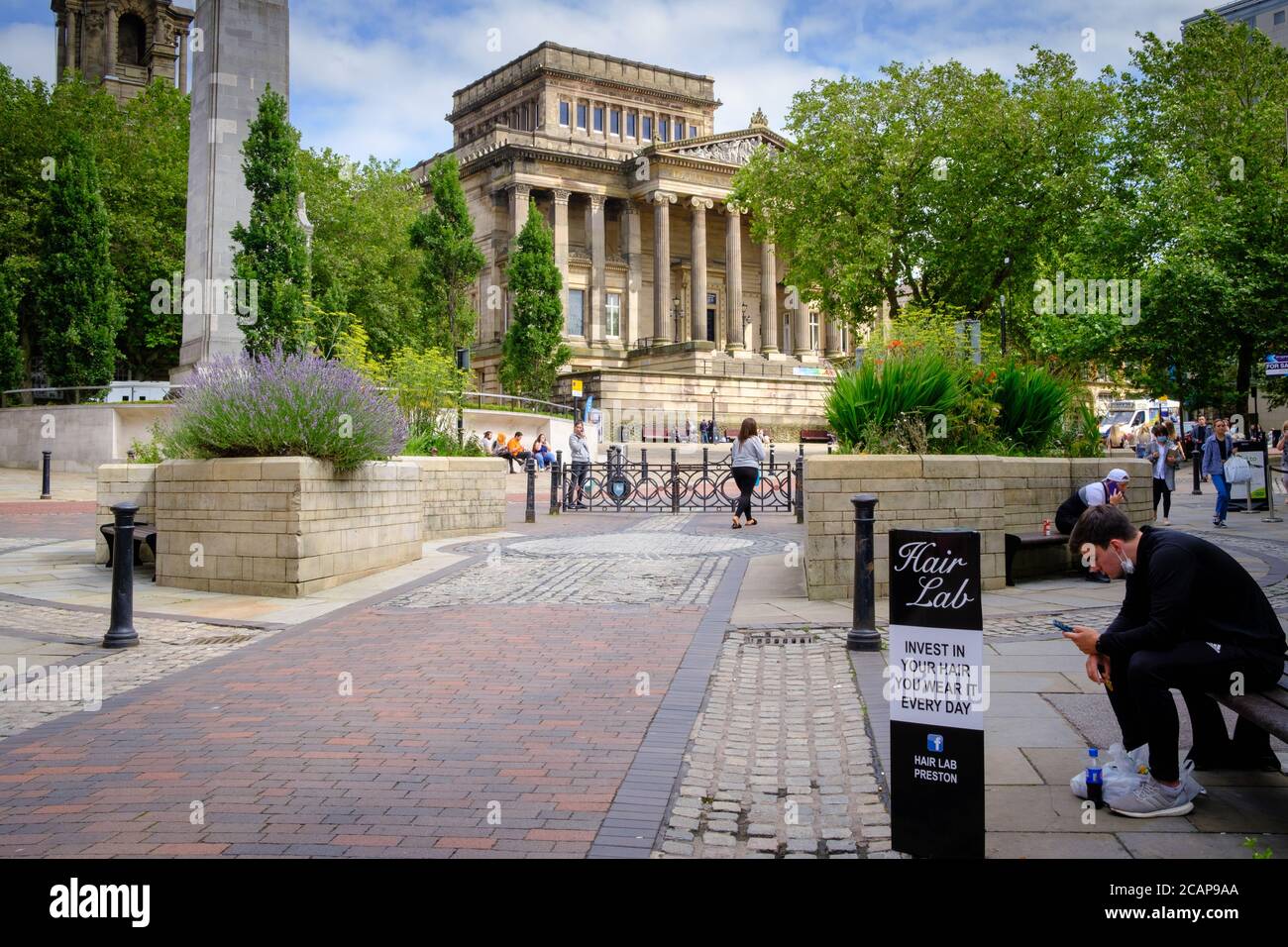 Preston City Centre Streets and The Harris Museum and Library during Covid 19 Stock Photo