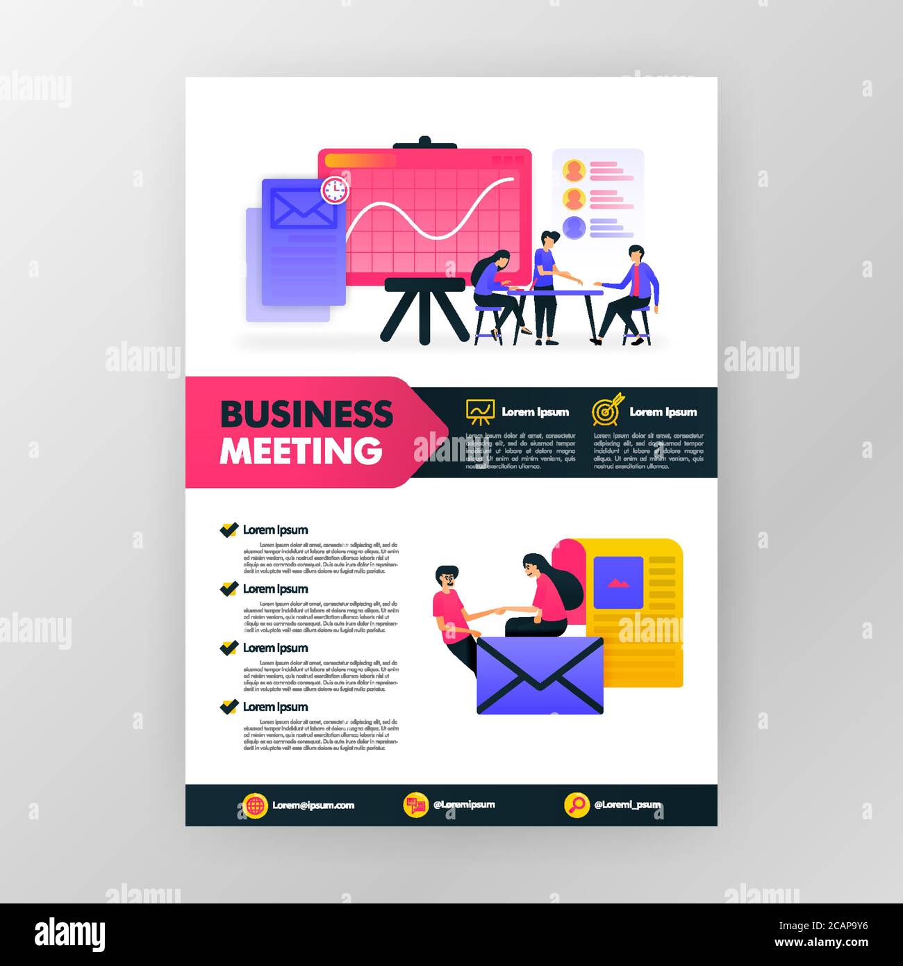 Business meeting poster with flat cartoon illustration. flayer business ...