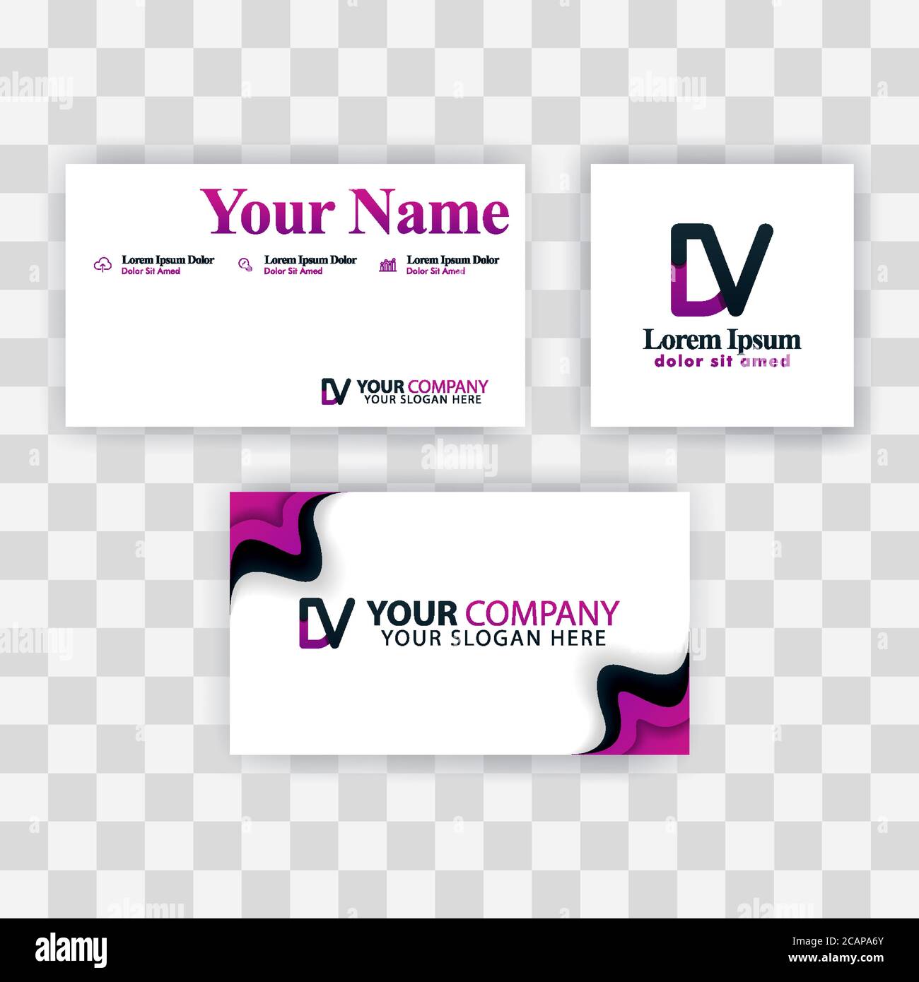 Clean Business Card Template Concept. Vector Purple Modern Creative. VD ...