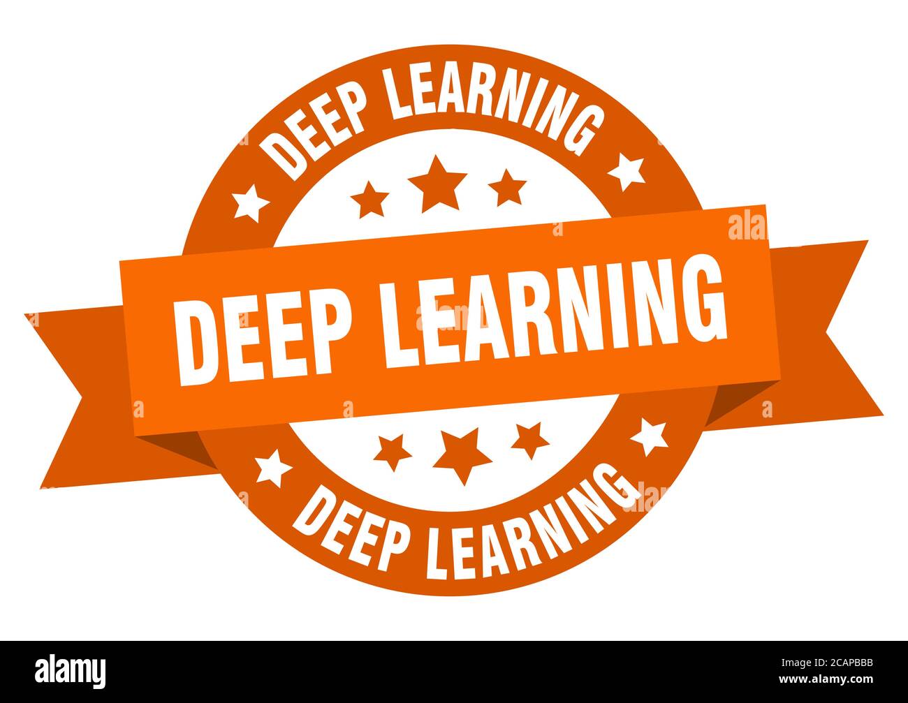deep learning round ribbon isolated label. deep learning sign Stock Vector