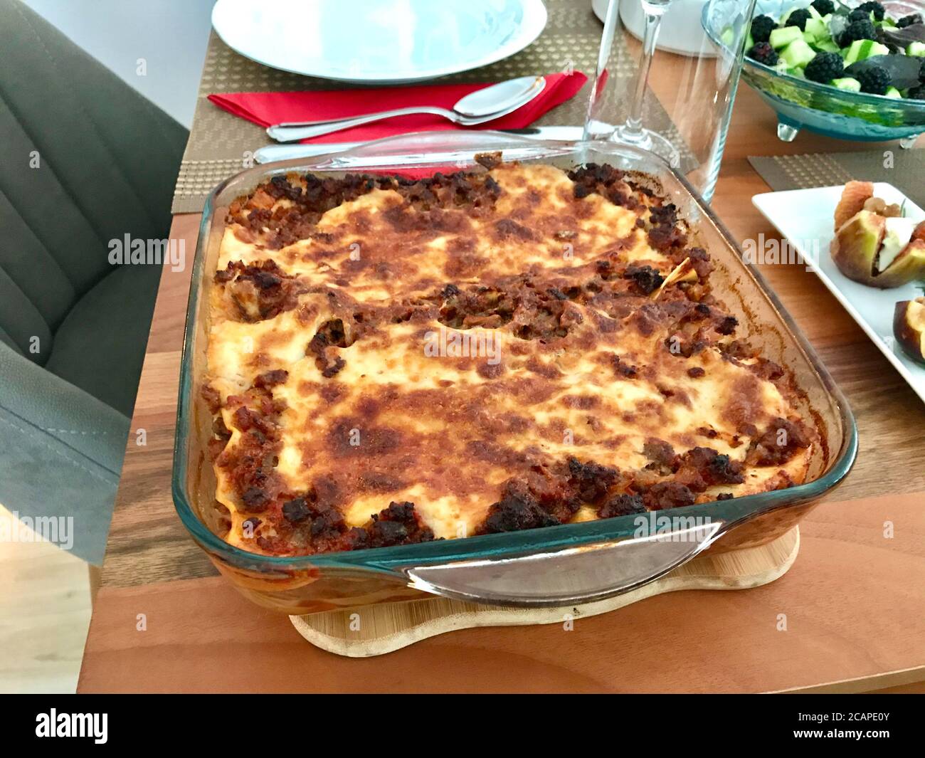 Traditional Original Classic Homemade Lasagna with Ground Beef and