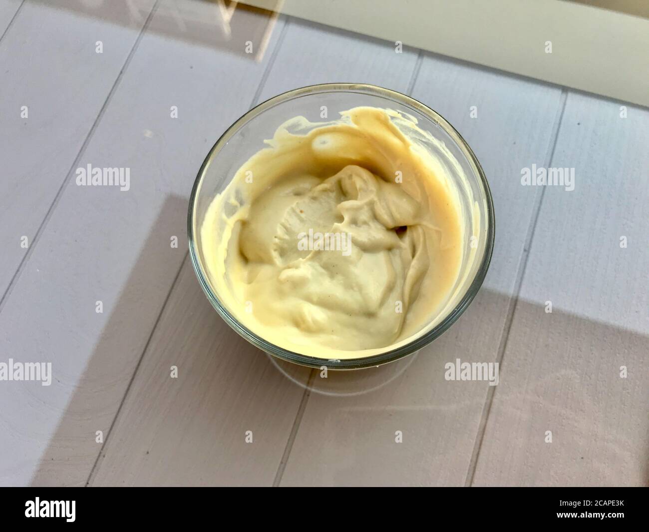 Homemade Aioli Sauce with Mayonnaise, Garlic, Egg Yolk and Mustard in