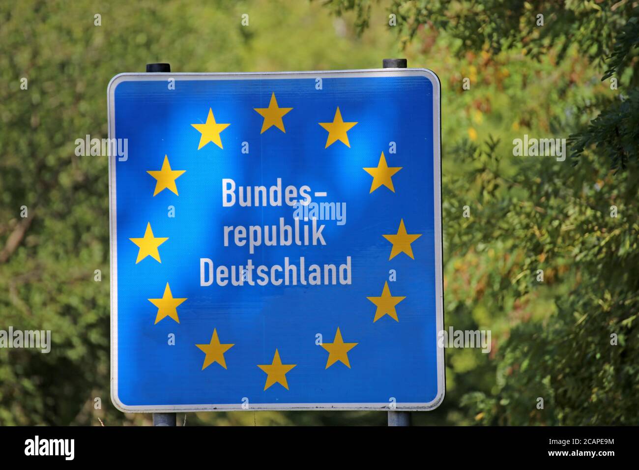 Customs sign at the external border of the Federal Republic of Germany Stock Photo
