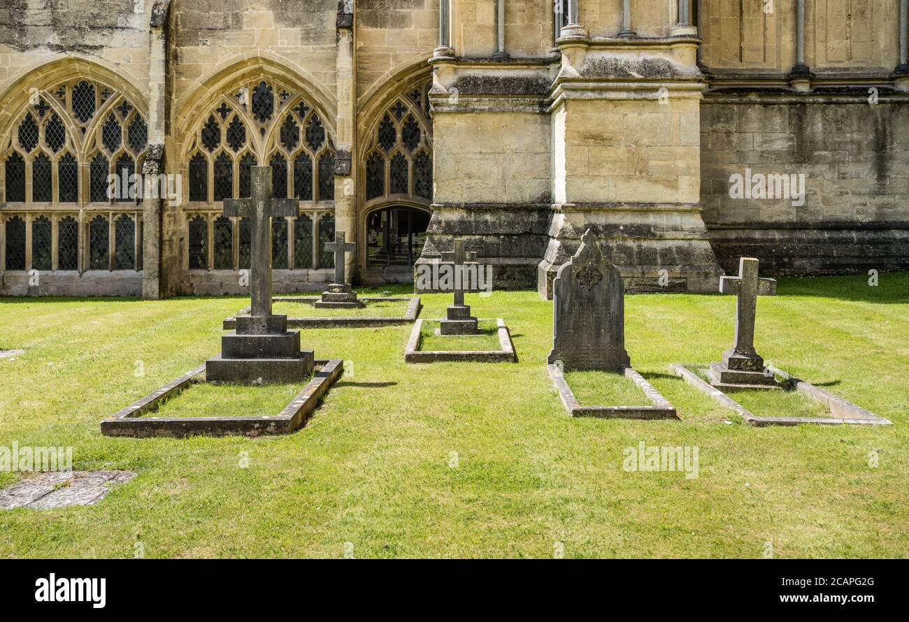 Interior courtyard cemetery at Wells cathedral, Somerset UK Stock Photo