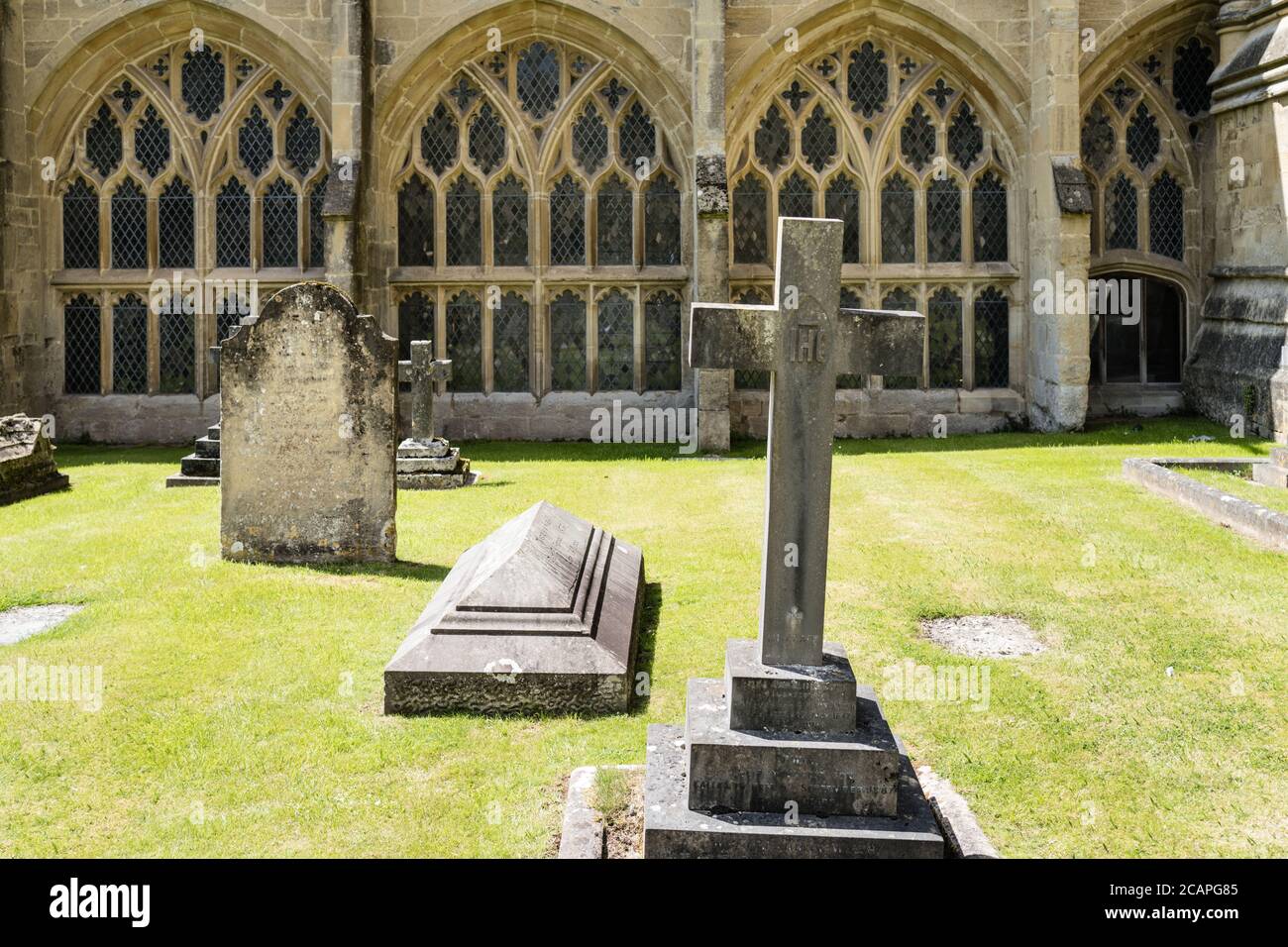 Interior courtyard cemetery at Wells cathedral, Somerset UK Stock Photo