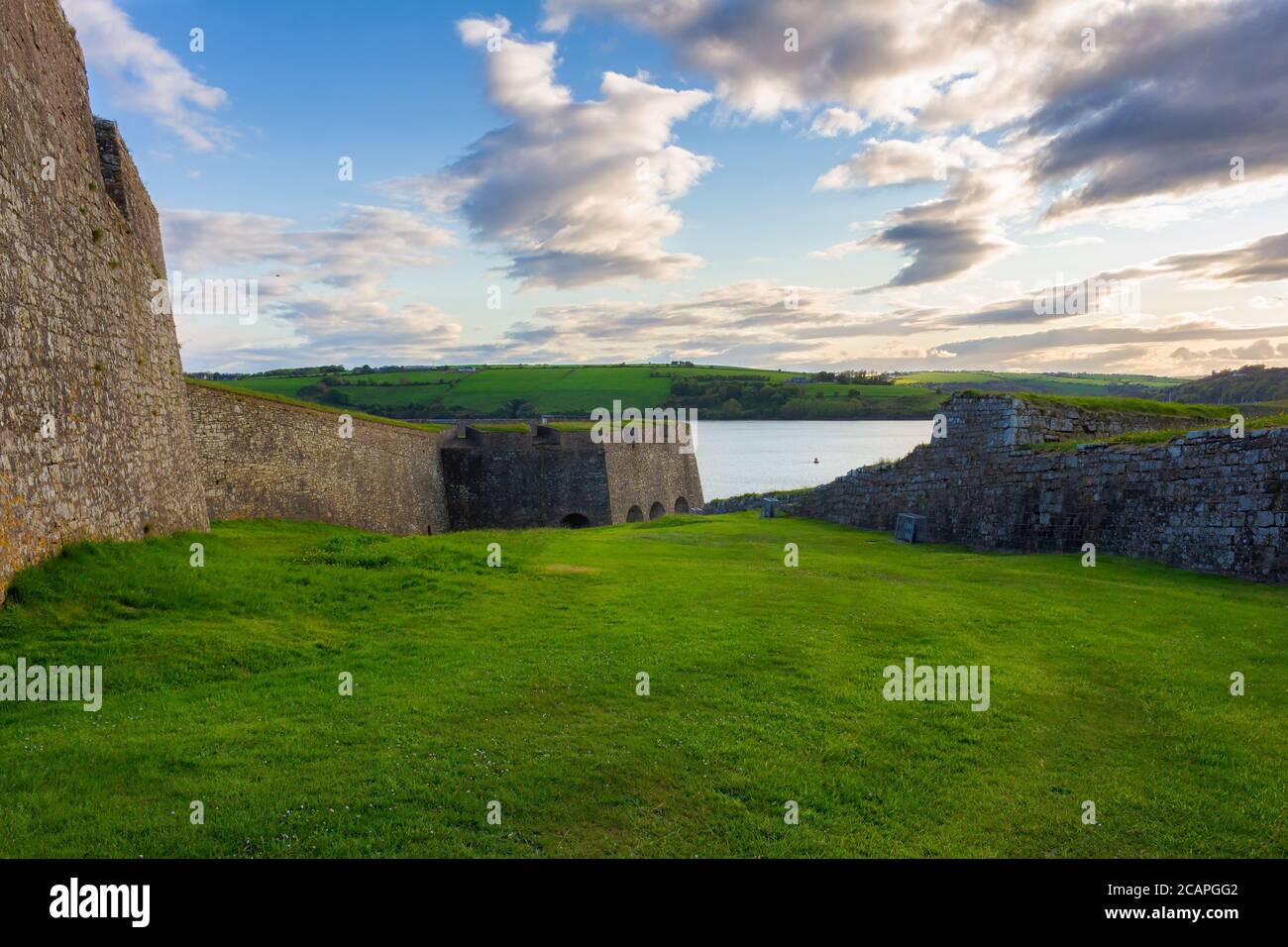 Panorama of the Bandon River estuary at sunset, at Charles Fort. Kinsale, Ireland Stock Photo