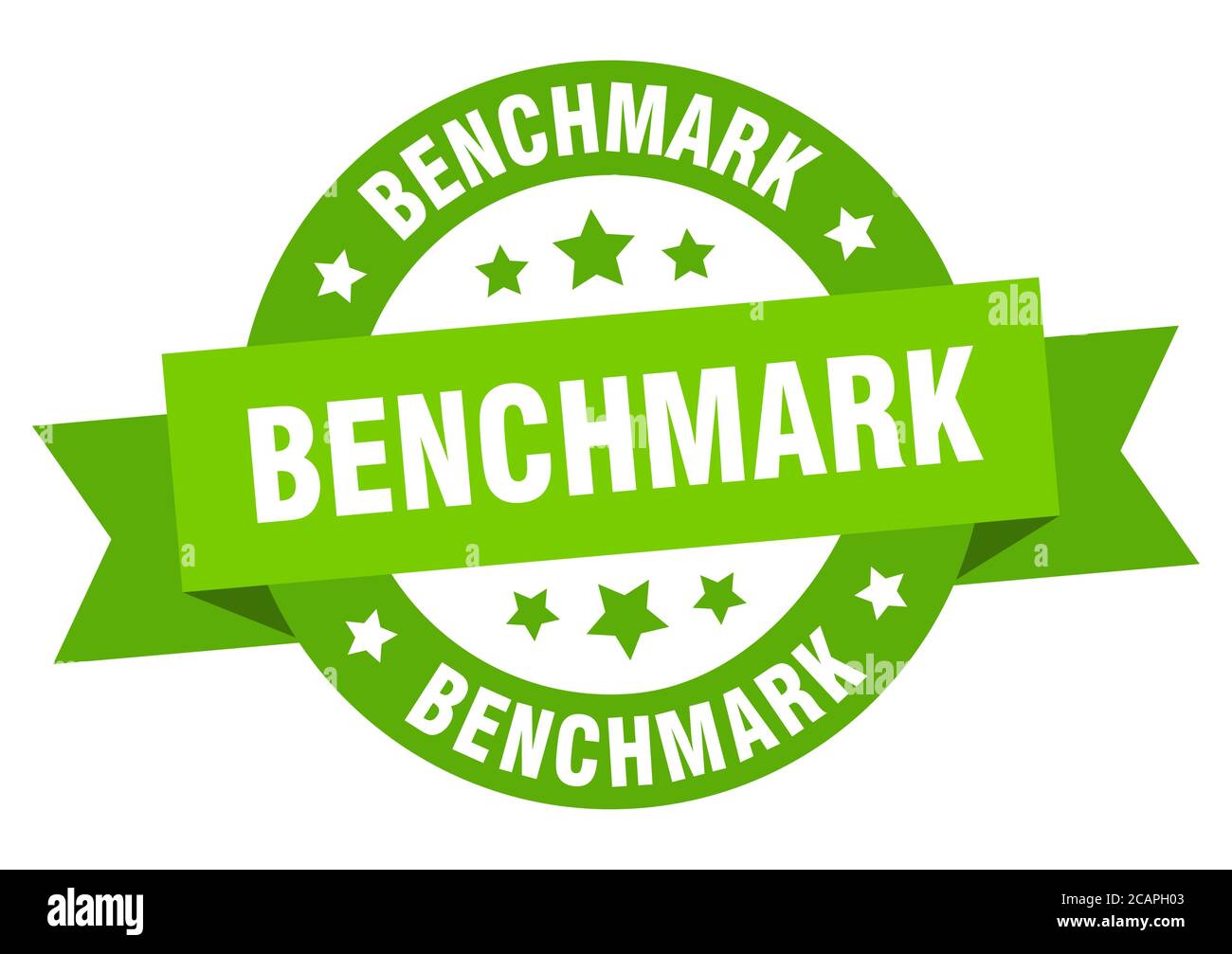 benchmark round ribbon isolated label. benchmark sign Stock Vector