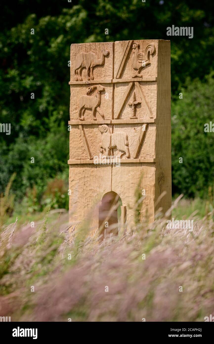 Sculpture by Keith Pettit for the 1066 Country Walk from Pevensey to Rye. Stock Photo