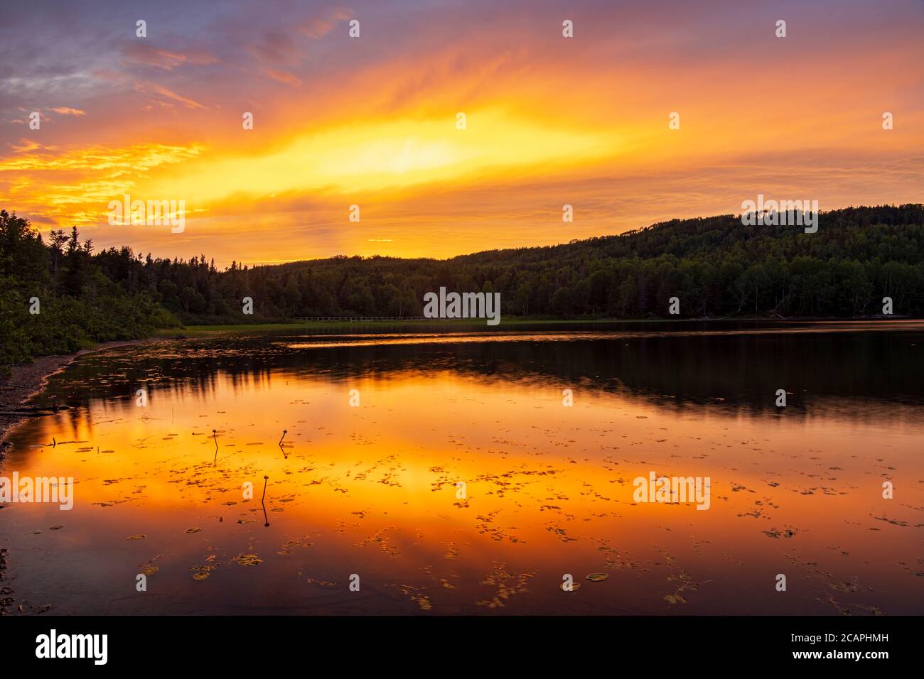 Sunset over Crescent Lake, Robert's Arm, Newfoundland and Labrador NL