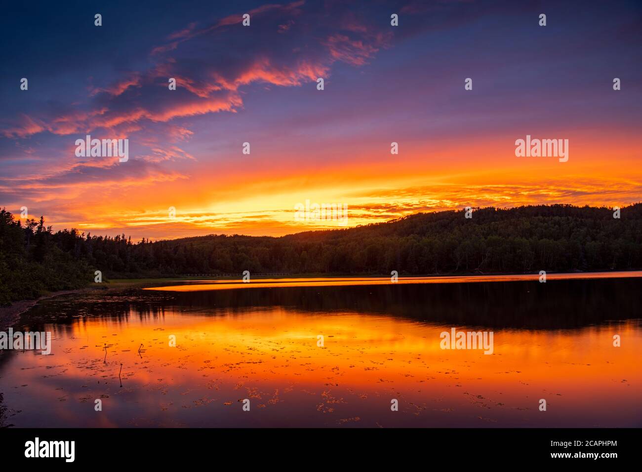 Sunset over Crescent Lake, Robert's Arm, Newfoundland and Labrador NL