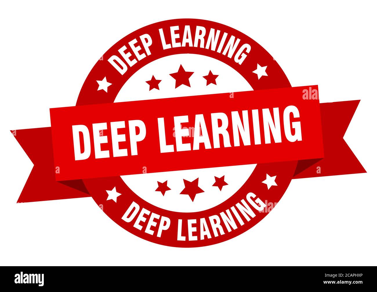 deep learning round ribbon isolated label. deep learning sign Stock Vector