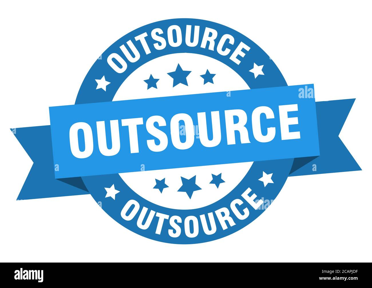 outsource round ribbon isolated label. outsource sign Stock Vector