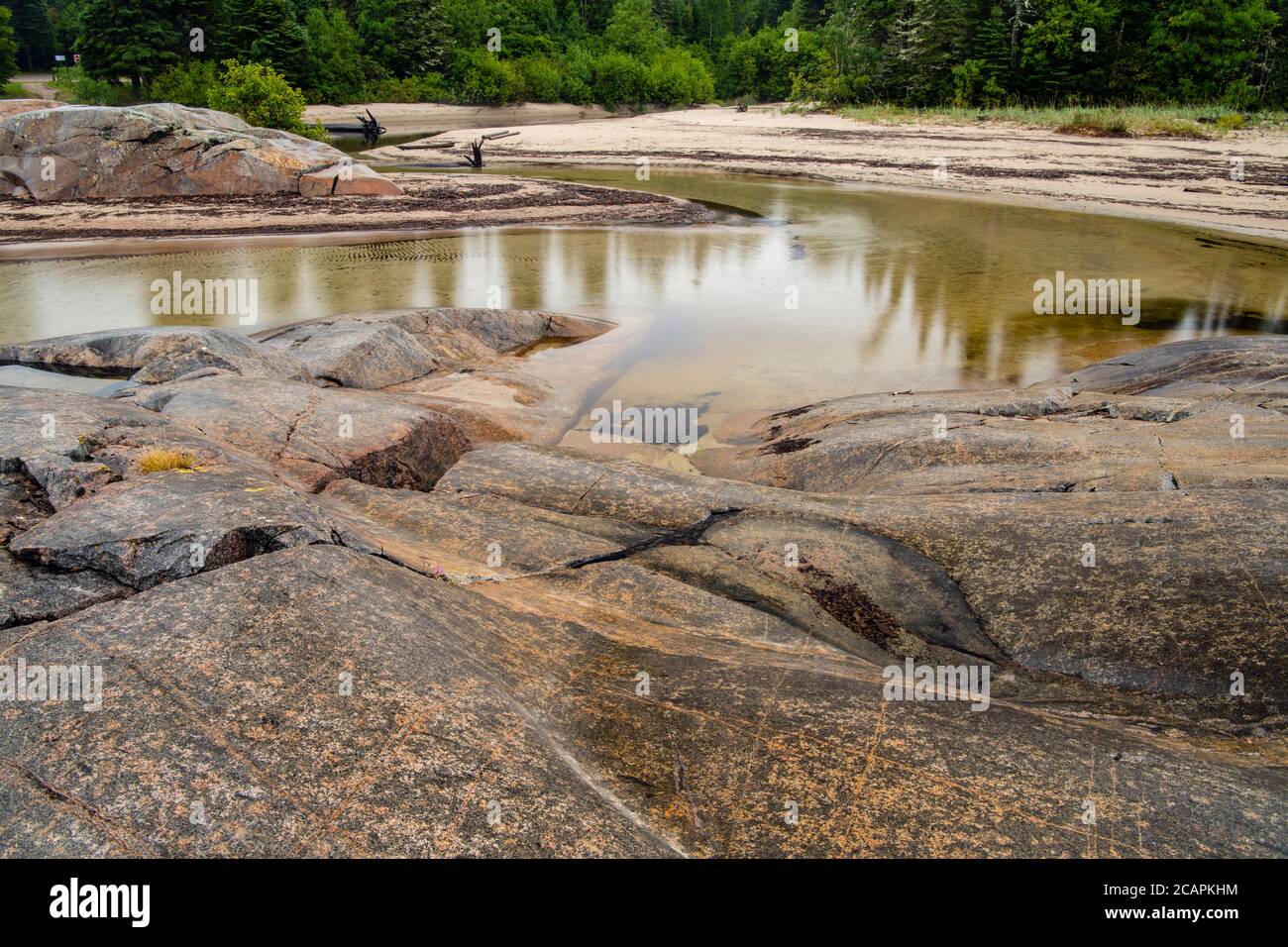 A creek flowing into Lake Superior at Prisoner's Cove, Neys Provincial
