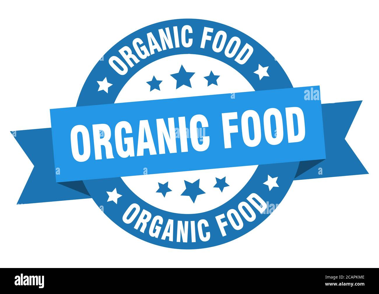organic food round ribbon isolated label. organic food sign Stock ...
