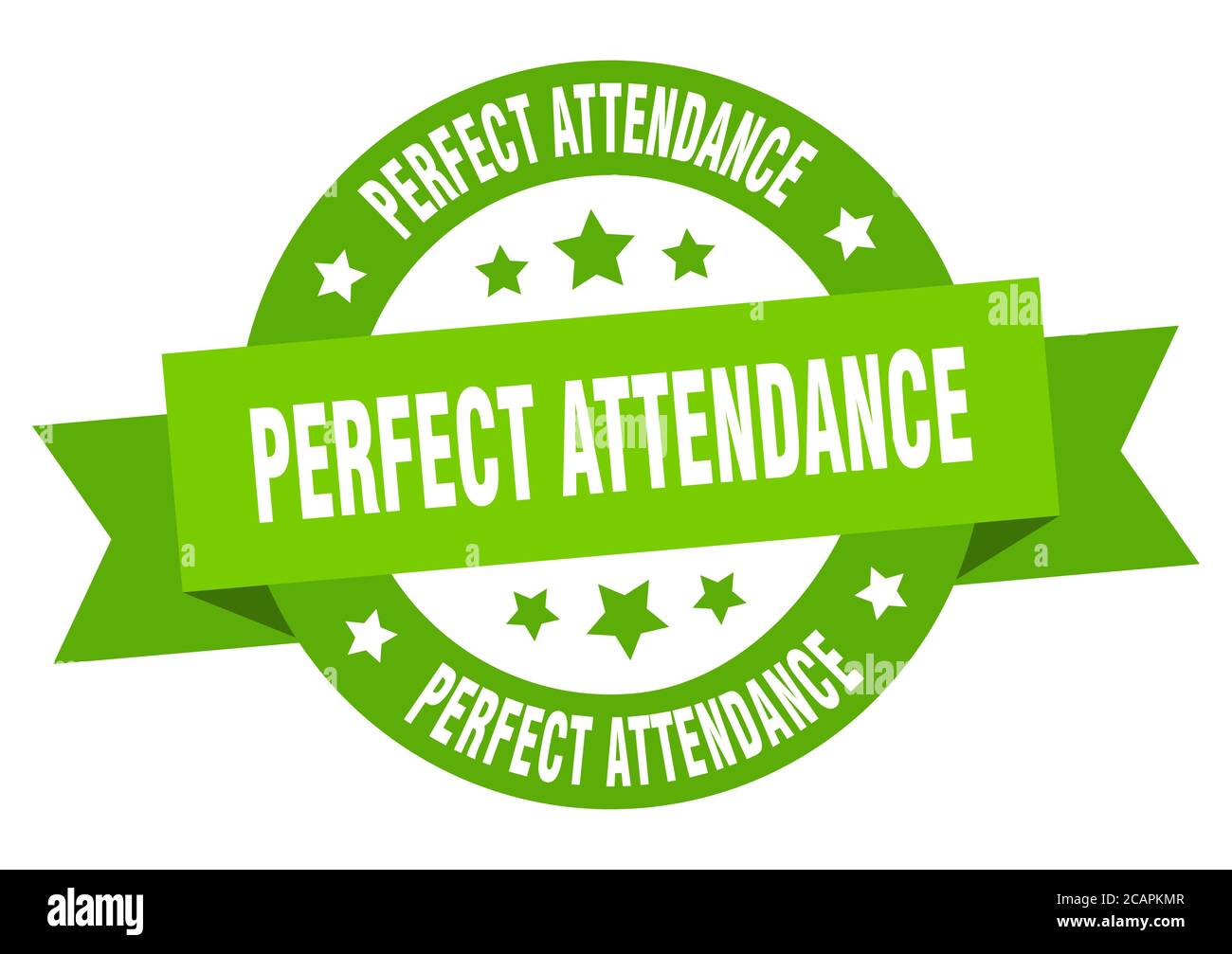 perfect attendance round ribbon isolated label. perfect attendance sign ...