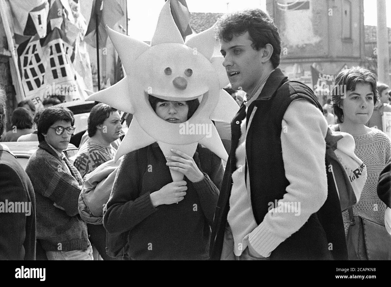 Italy, demonstration against Trino Vercellese nuclear power station (mars 1985) Stock Photo