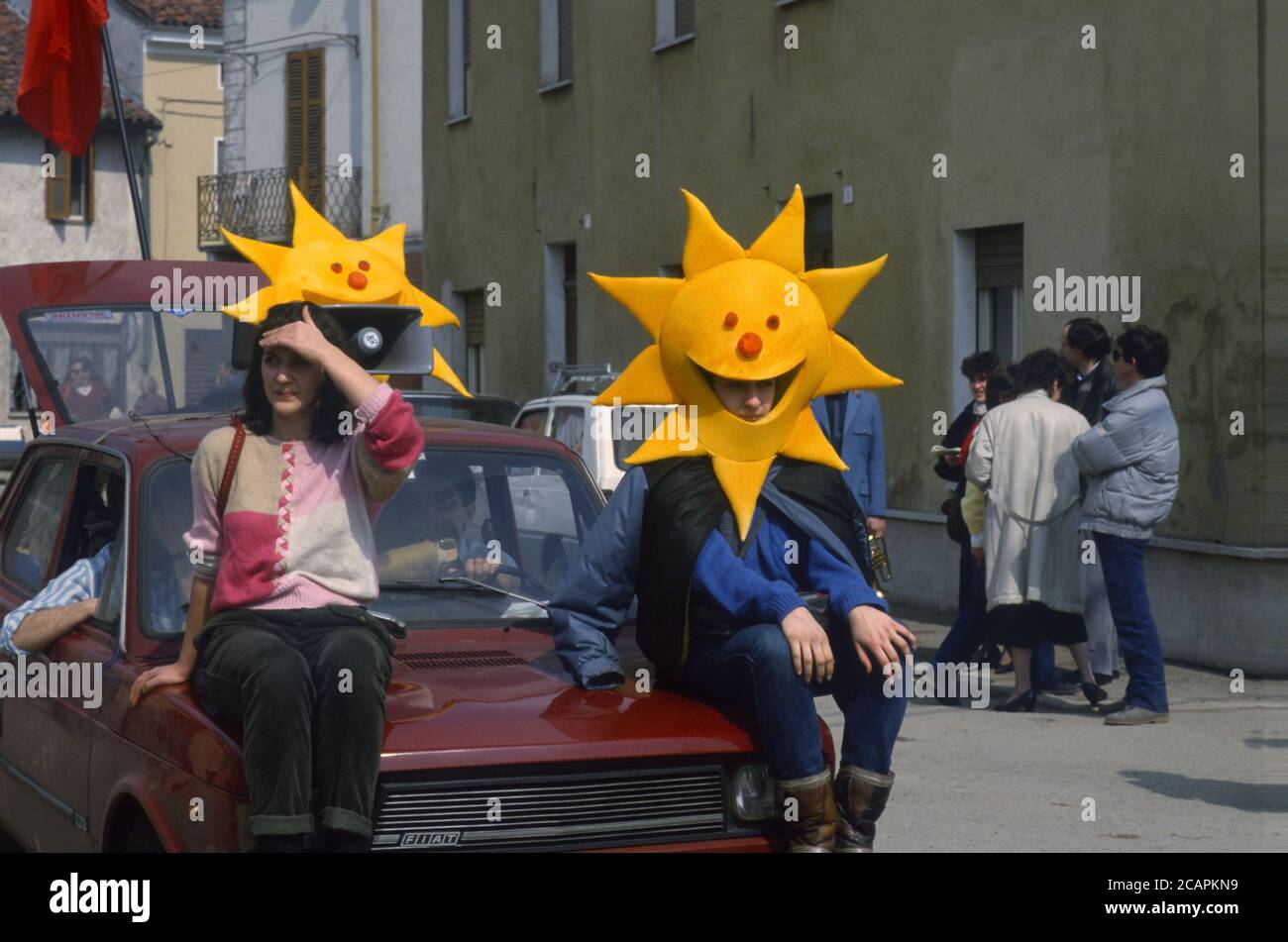 Italy, demonstration against Trino Vercellese nuclear power station (mars 1985) Stock Photo