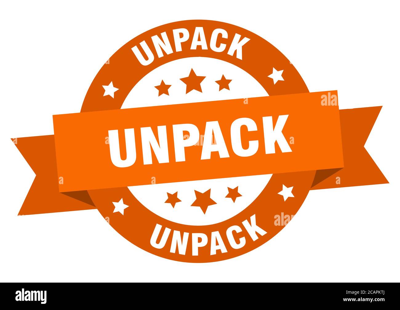 unpack round ribbon isolated label. unpack sign Stock Vector Image ...