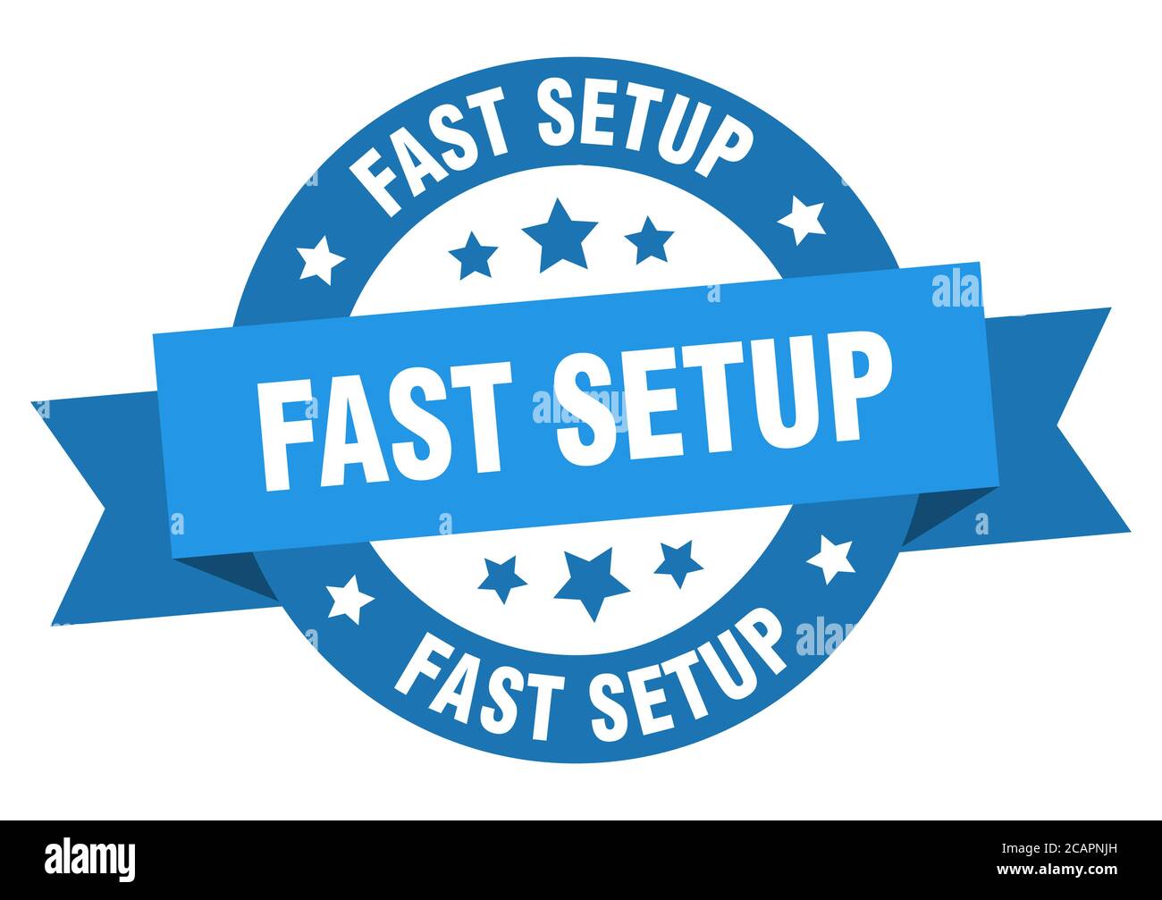 fast setup round ribbon isolated label. fast setup sign Stock Vector