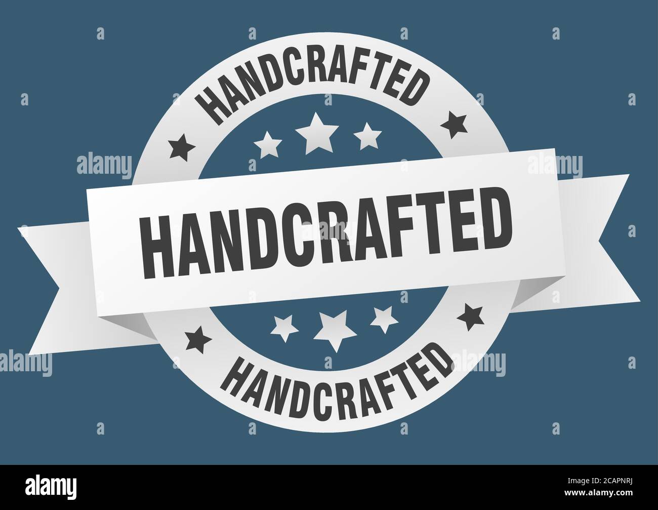 hand crafted round ribbon isolated label. hand crafted sign Stock ...