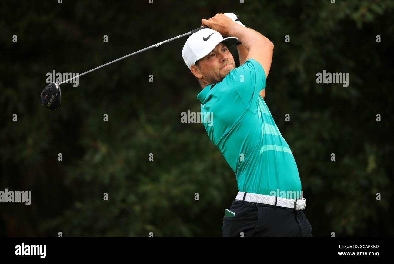 Sweden's Oscar Lengden during day three of the English Championship at Hanbury Manor Marriott Hotel and Country Club, Hertfordshire. Saturday August 8, 2020. See PA story GOLF Ware. Photo credit should read: Adam Davy/PA Wire. RESTRICTIONS: Editorial Use, No Commercial Use. Stock Photo